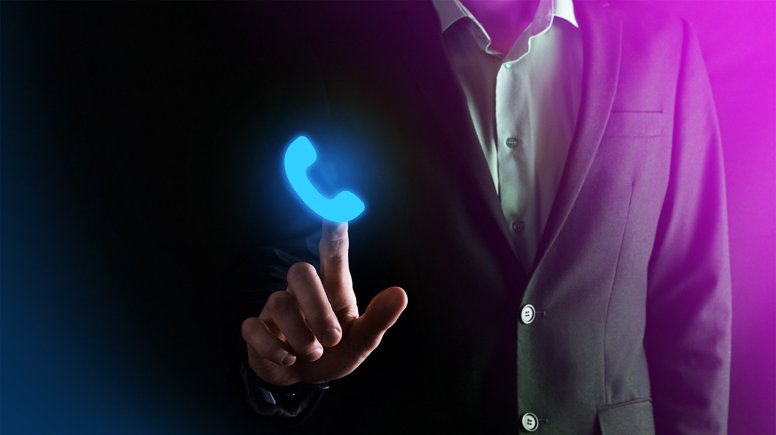 Get in touch with MOON LINKS agency — businessman using phone to connect